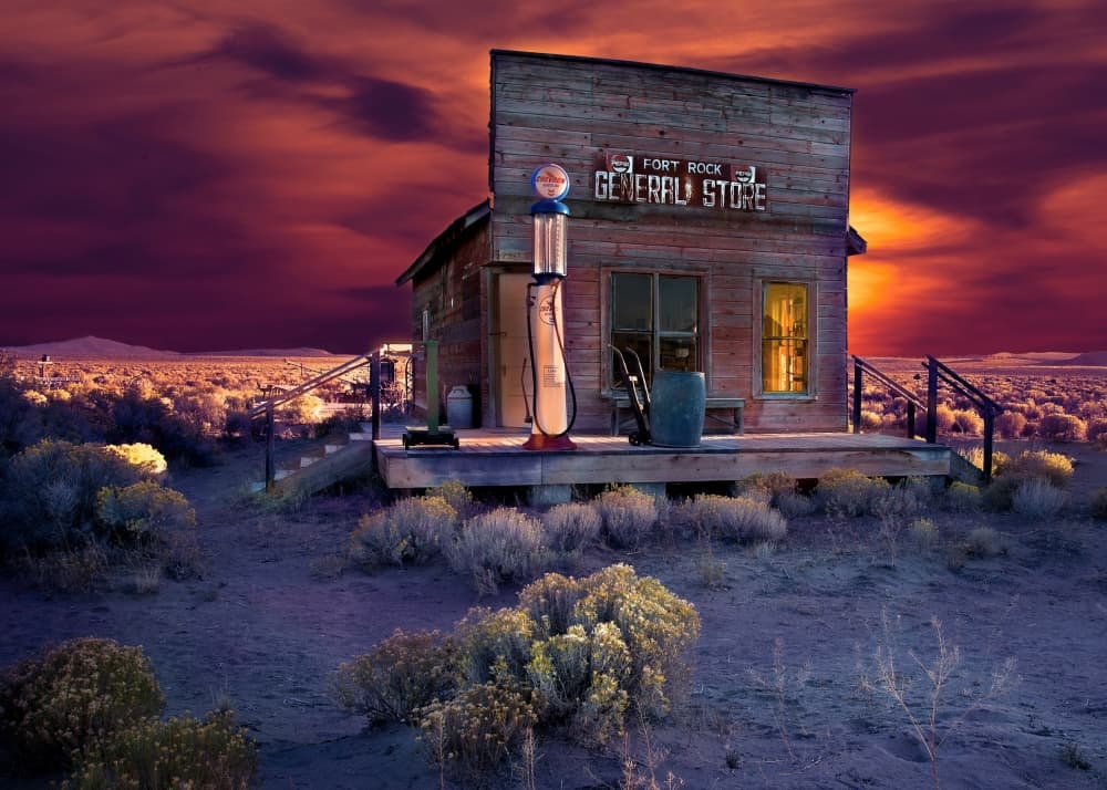 Fort Rock General Store by Hans Repelnig — canvas wall art