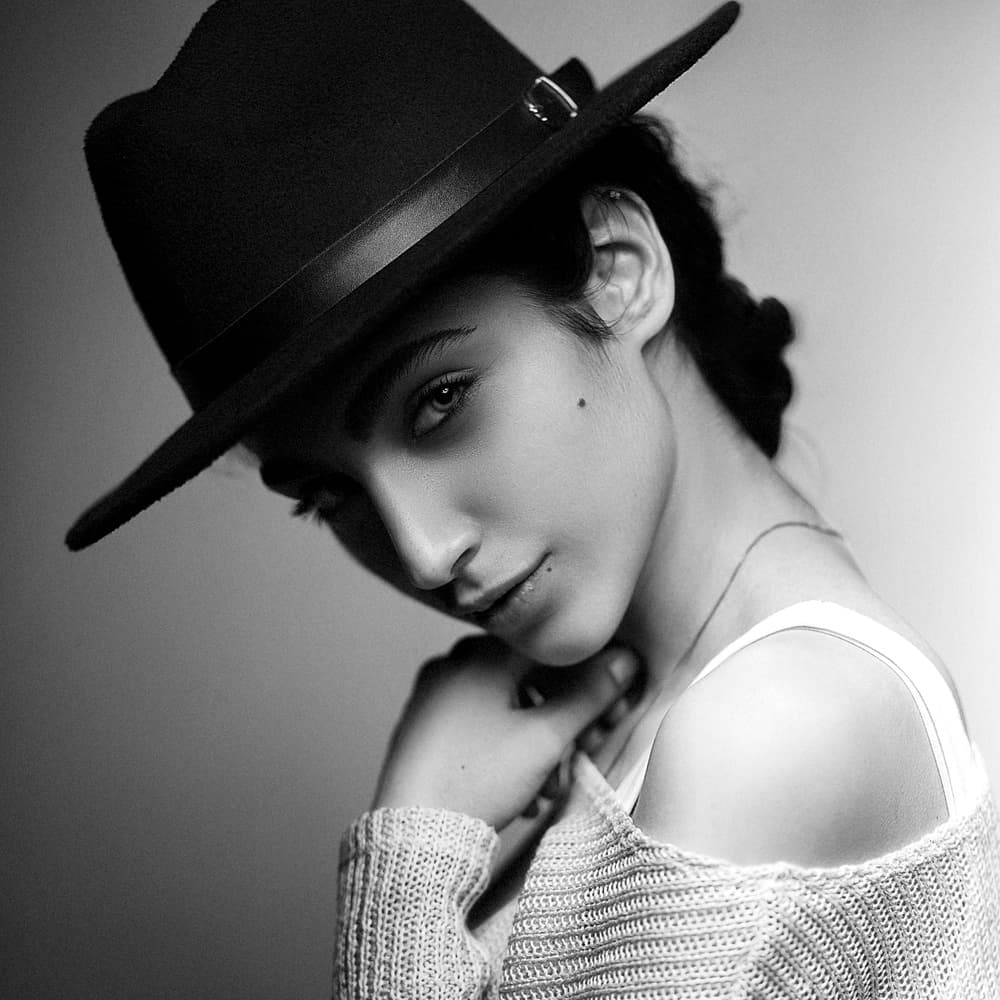 Chic Fedora Portrait by Amin Hamidnezhad — canvas wall art