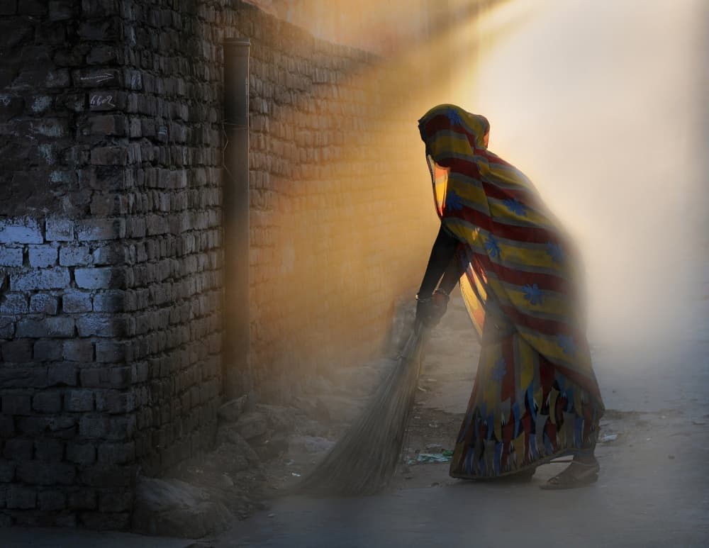 Sweeping Golden Dust by Lou Urlings — canvas wall art