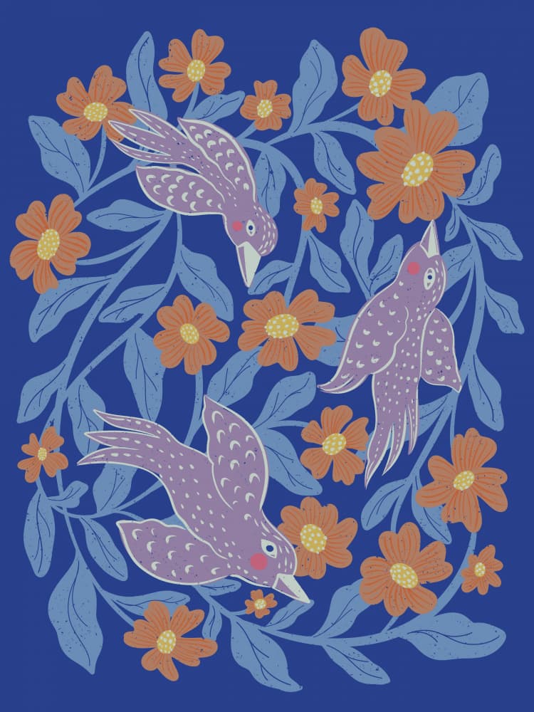 Whimsical Birds and Blooms by Nikita Jariwala — canvas wall art