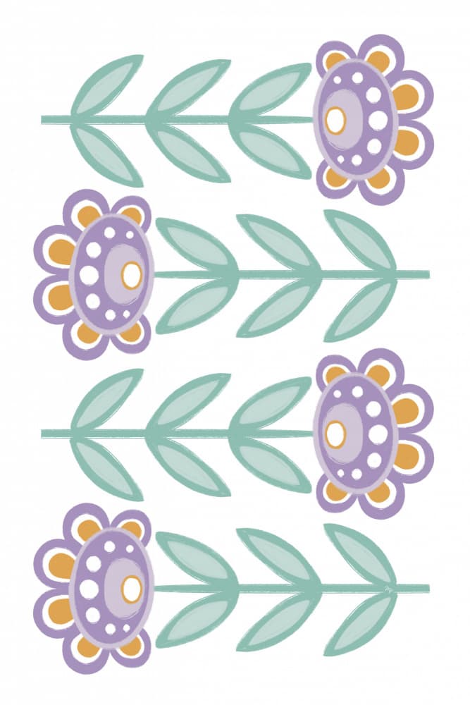 Purple Folk Flowers by Martina — canvas wall art