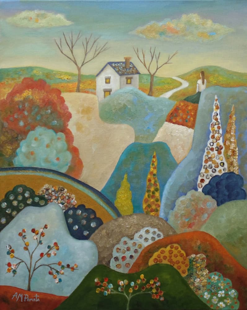 Whimsical Landscape Cottage by Angeles M. Pomata — canvas wall art