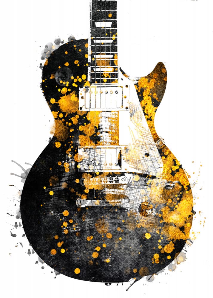 Black Gold Electric Guitar by Justyna Jaszke — canvas wall art