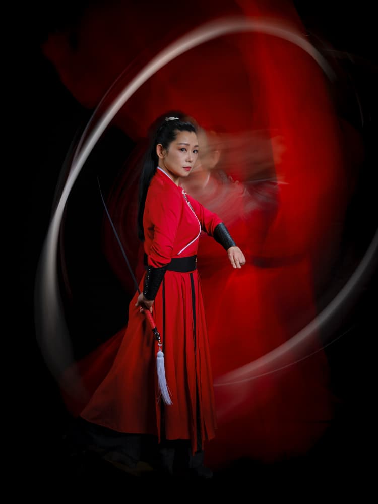 Red Warrior In Motion by Jeff Wang — canvas wall art