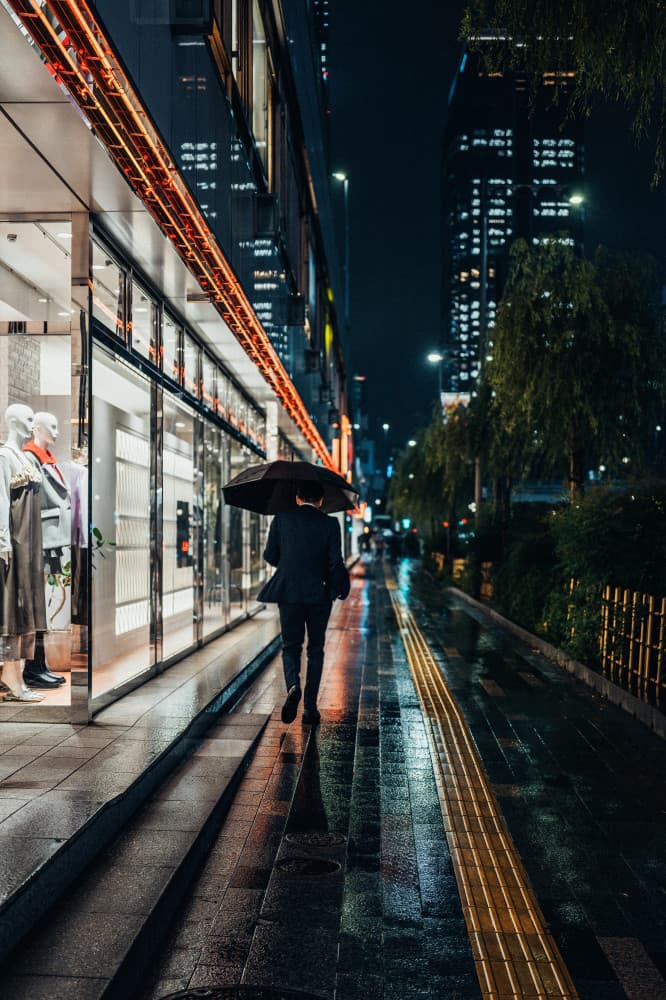 Rainy City Walk by Yuzo Fujii — canvas wall art