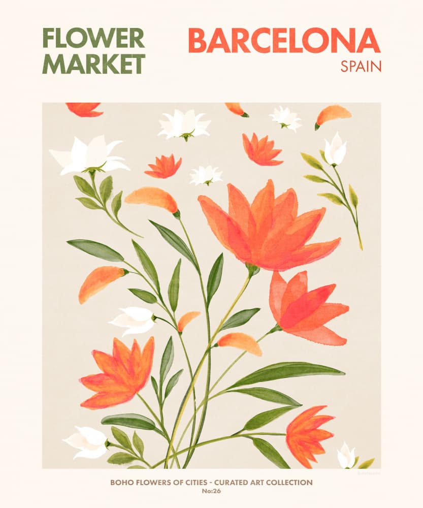 Barcelona Blooms by Emel Tunaboylu — canvas wall art