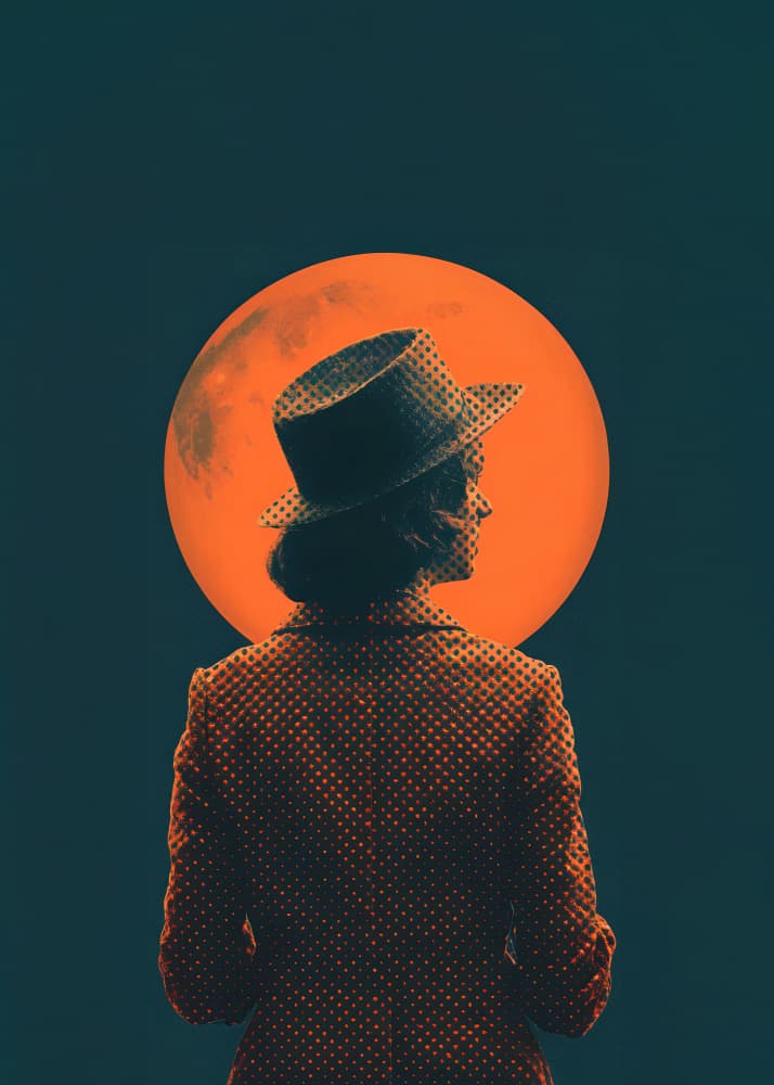She and the Moon by Andreas Magnusson — canvas wall art