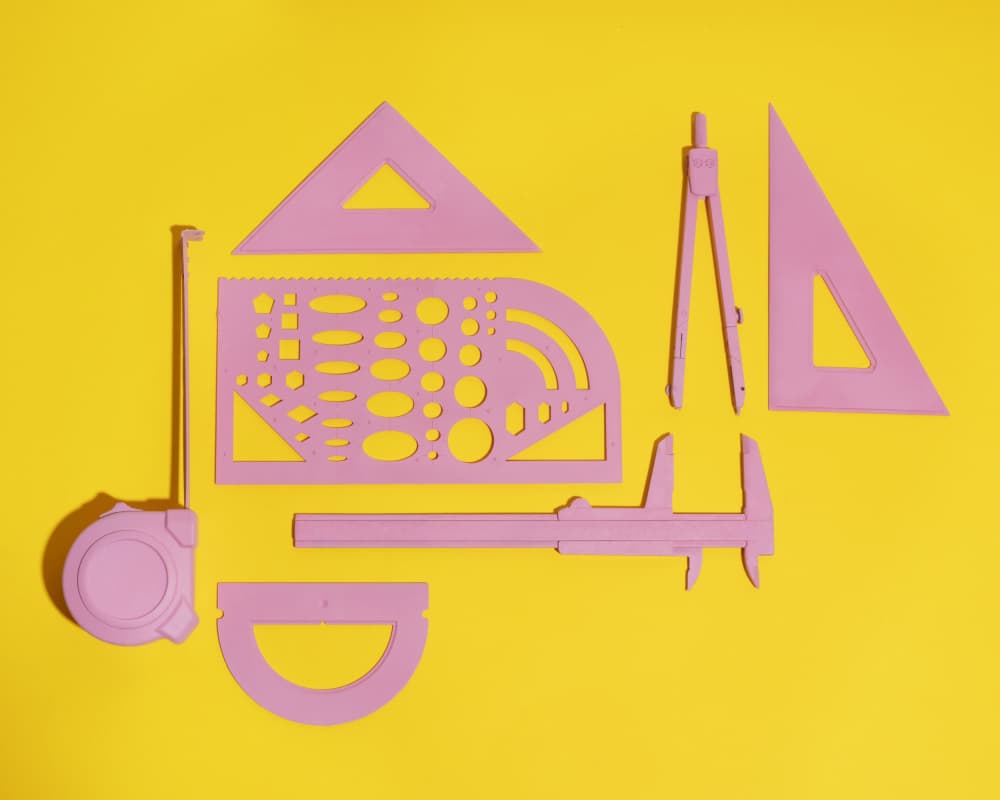 Pink Geometry Tools by Julia Ramiro — canvas wall art