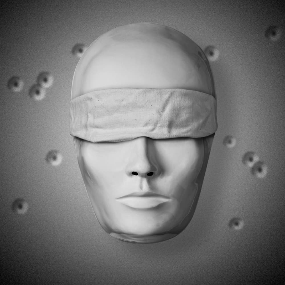 Blindfolded Bullet Holes by Mister Solo — canvas wall art