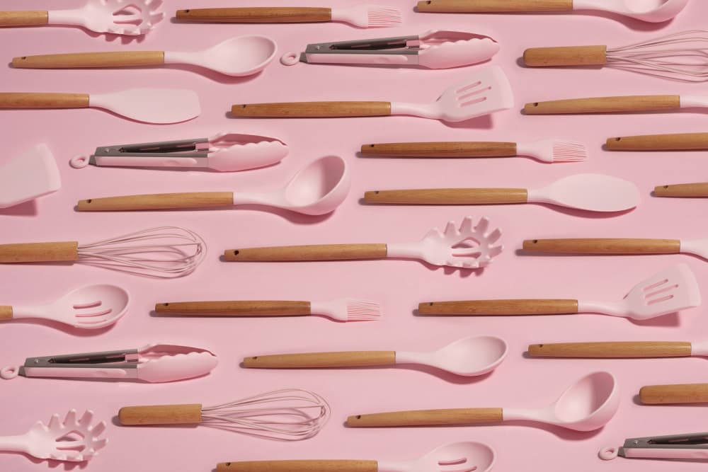 Soft Pink Cooking Utensils by Julia Ramiro — canvas wall art
