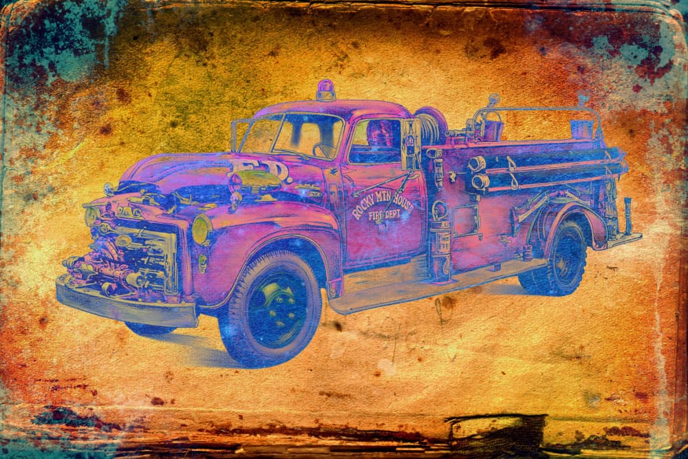 Retro Fire Engine by Rafal Kulik — canvas wall art