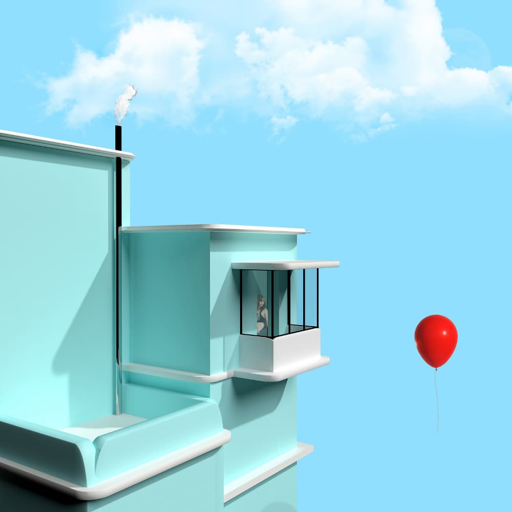 Red Balloon Building by Michael Allmaier — canvas wall art