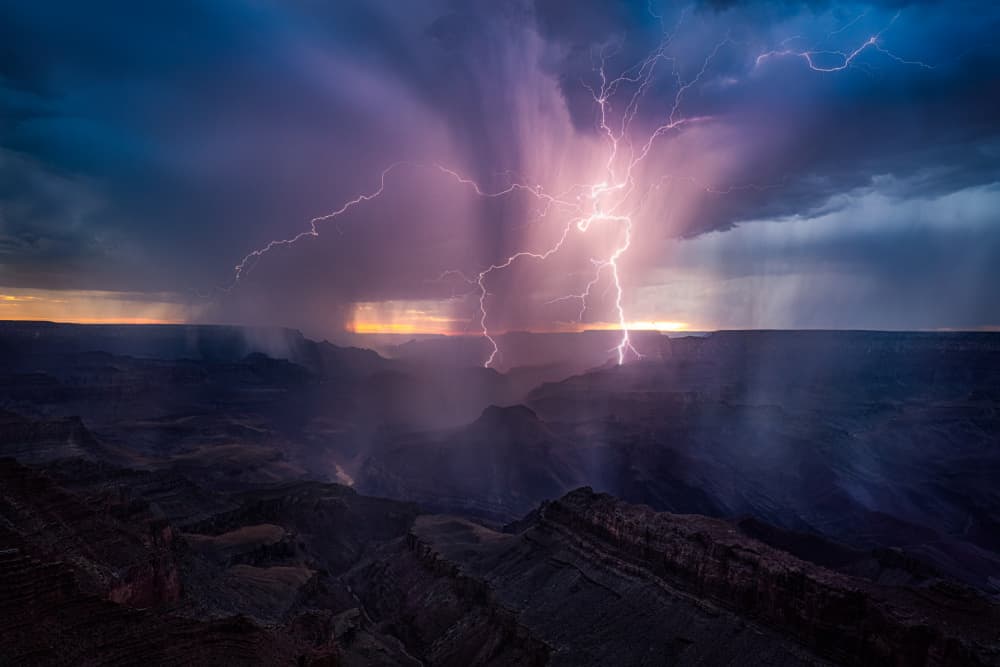Dramatic Canyon Lightning Storm by James Cai — canvas wall art