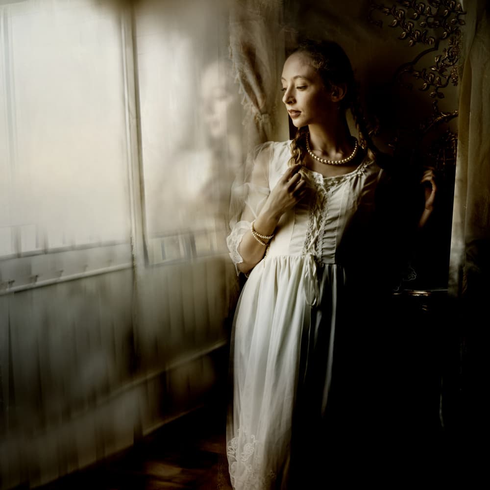 Pensive Woman Window Reflection by Rachel Pansky — canvas wall art