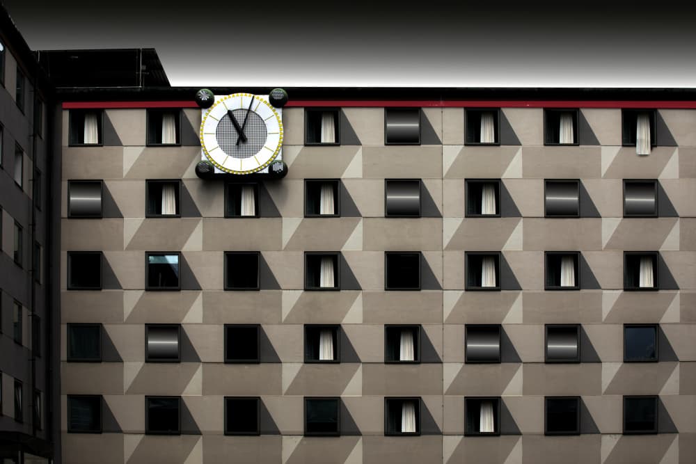 Geometric Clock Facade by Anita Martin AnnaPileaFotografie — canvas wall art