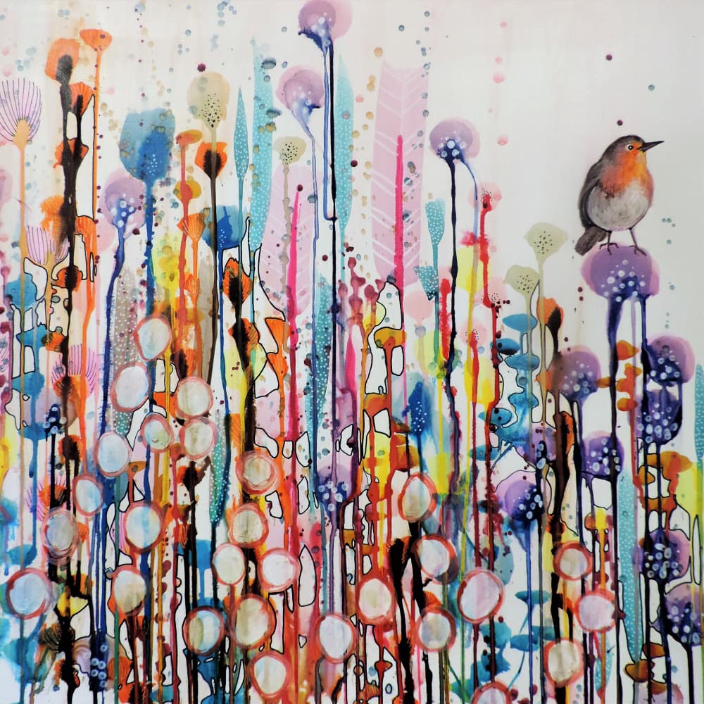 Whimsical Garden Robin by Sylvie Demers — canvas wall art