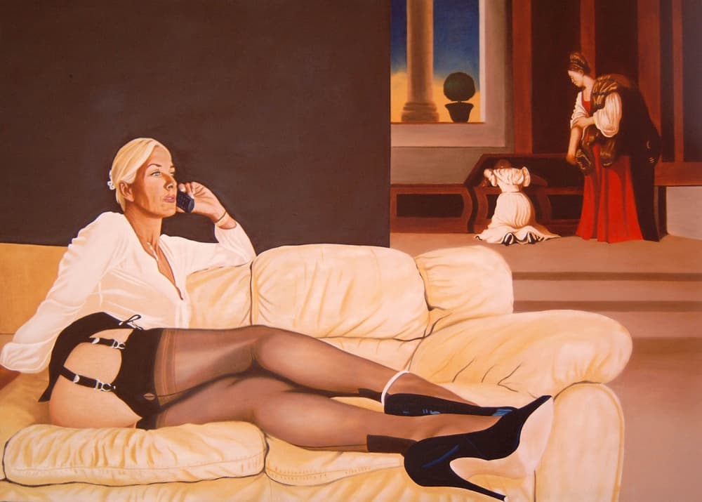 Lounging Woman Classical Scene by Walter Roos — canvas wall art