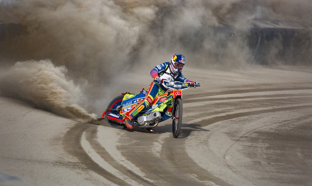 Speedway Rider Kicking Dust by Wojciech Łączkowski — canvas wall art
