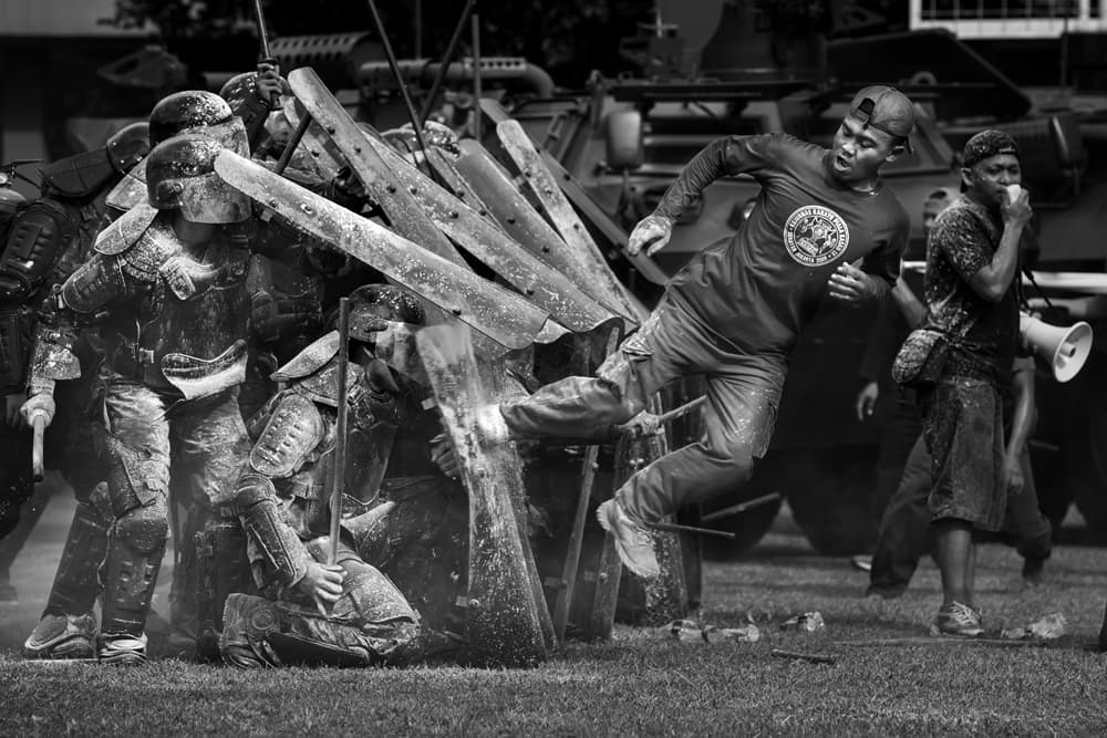 Riot Shields Clash by Gunarto Song — canvas wall art