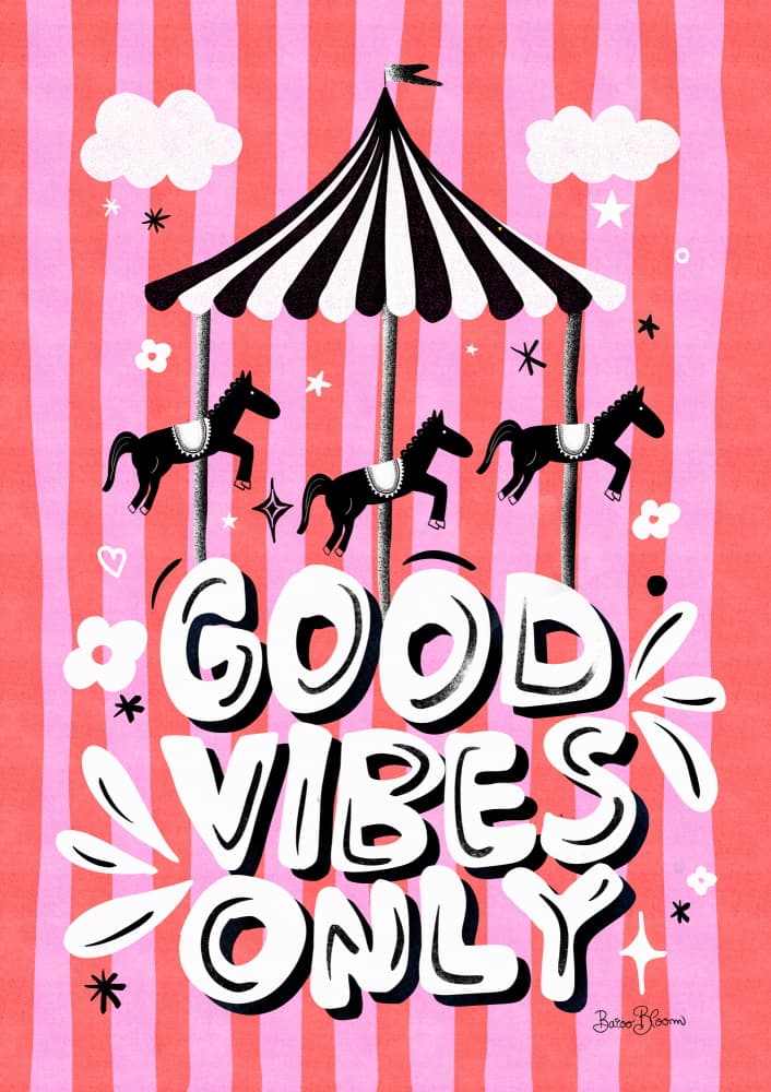 Good Vibes Only Carousel by Baroo Bloom — canvas wall art