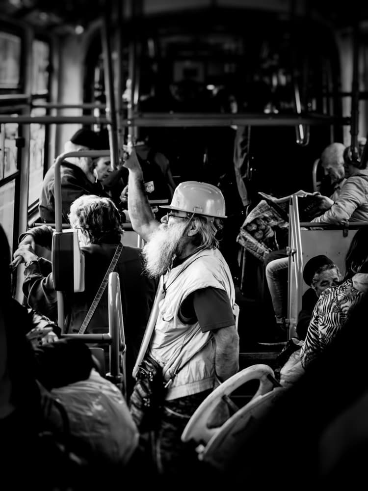 Bearded Man Commuting by Marius Surleac — canvas wall art