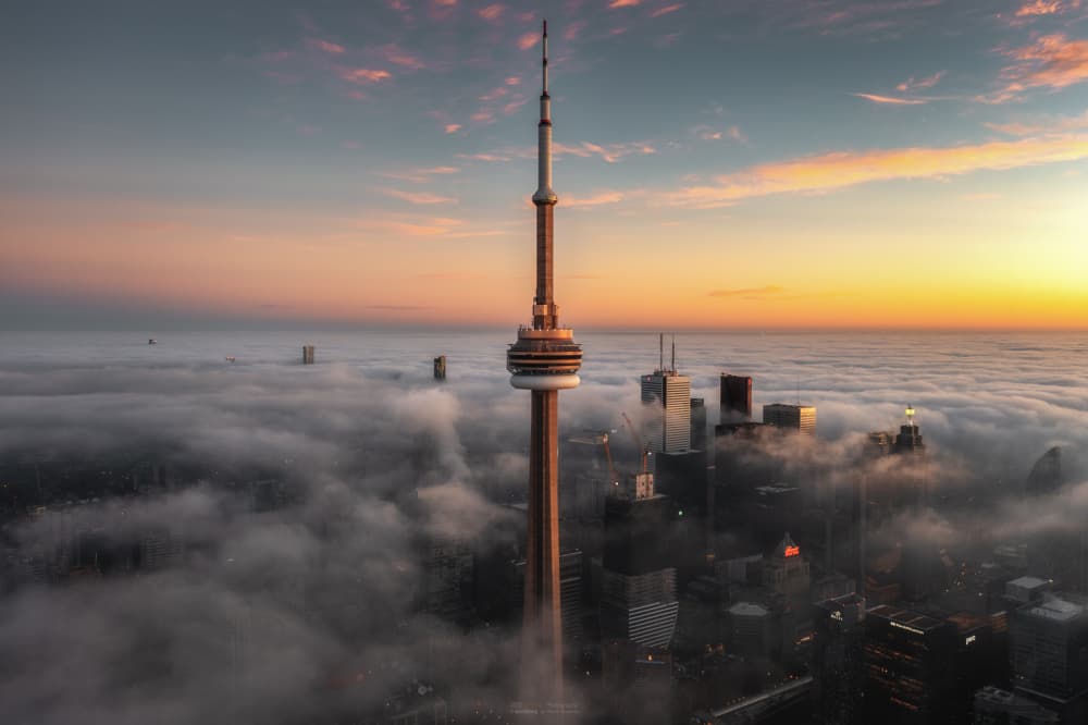 CN Tower Above Clouds by Steve Zhang — canvas wall art
