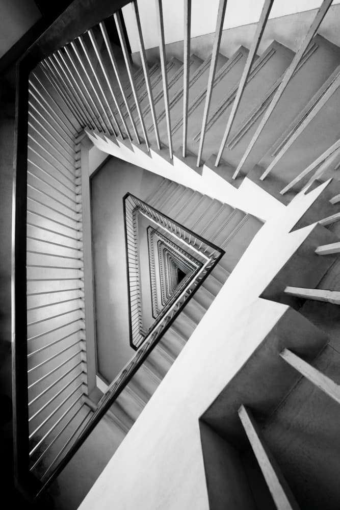 Infinite Triangular Stairwell by konglingming — canvas wall art