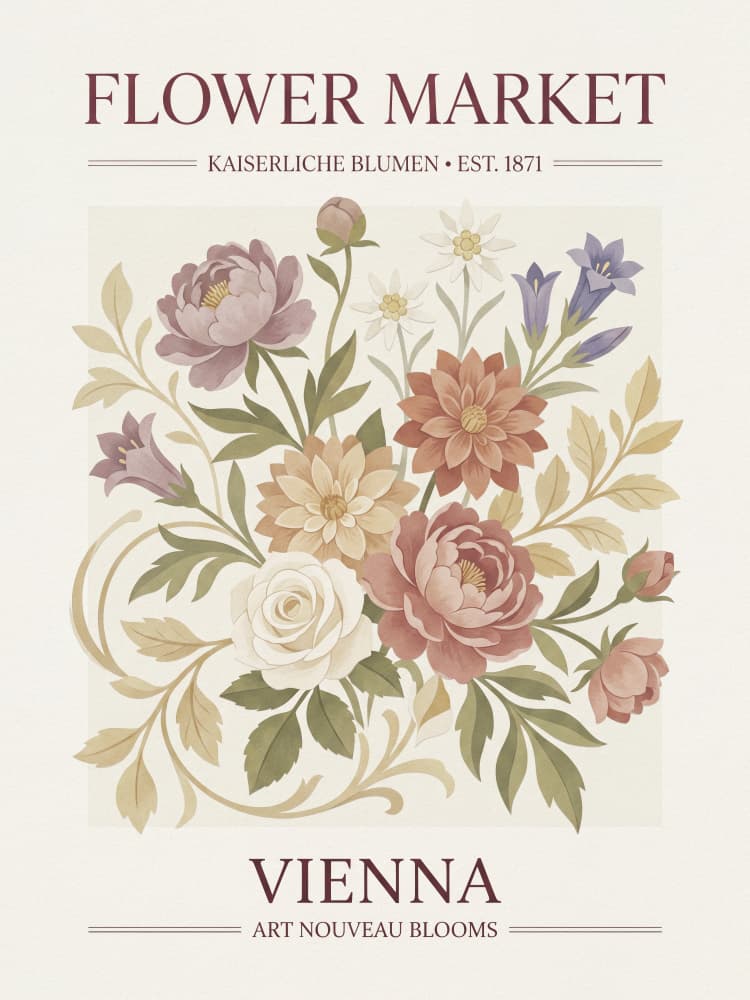 Art Nouveau Vienna Flowers by Andreas Magnusson — canvas wall art