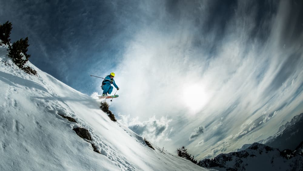 Freeride Skier Mountain Flight by Eric Verbiest — canvas wall art
