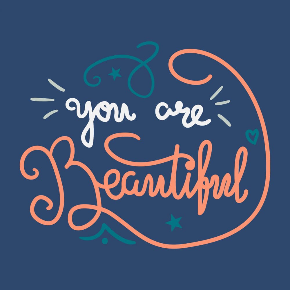 You Are Beautiful Script by Marika Barsrsind — canvas wall art