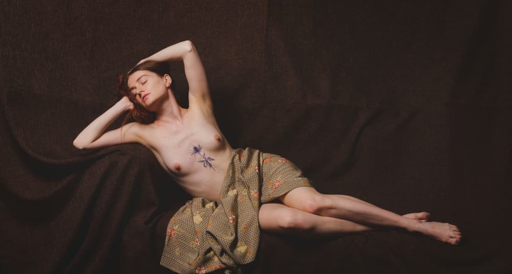 Serene Reclining Woman by Offer Ellbogen — canvas wall art