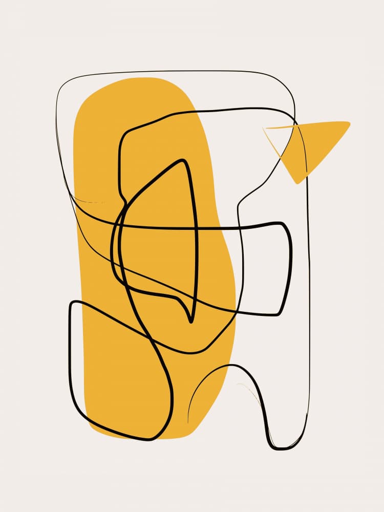 Abstract Golden Line Forms by Little Dean — canvas wall art