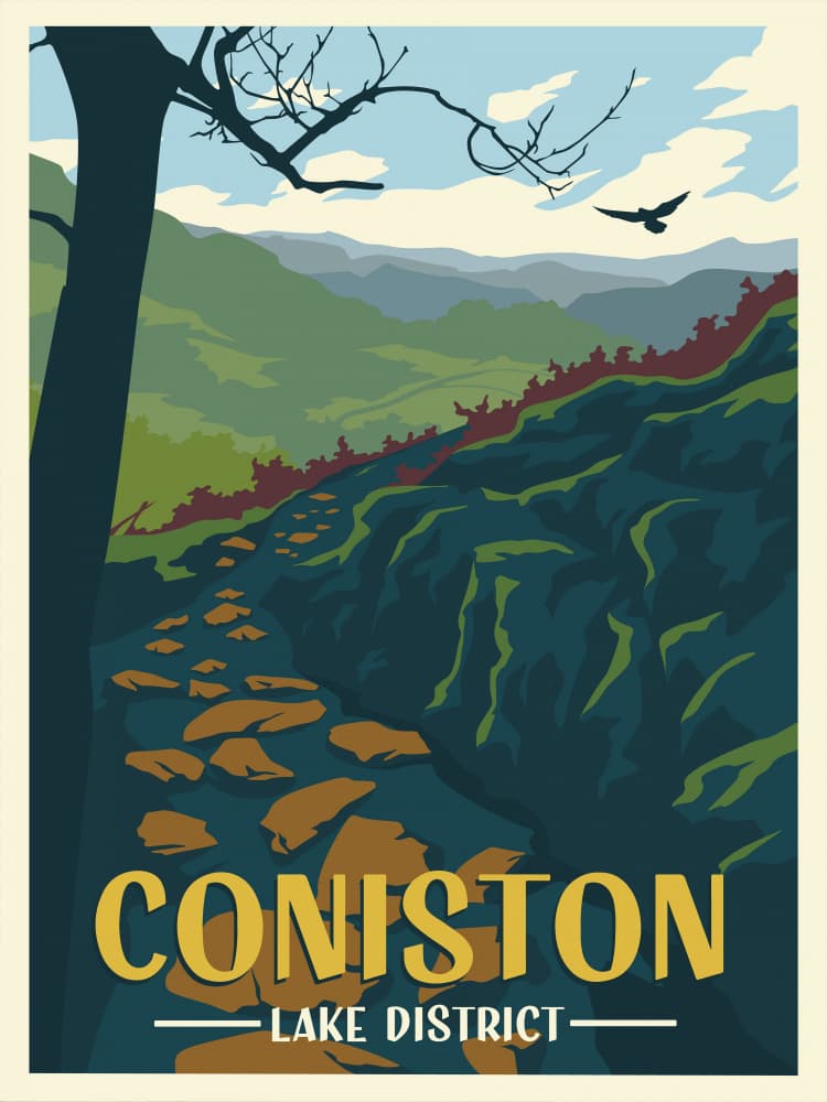Coniston Mountain Path by Retrodrome — canvas wall art