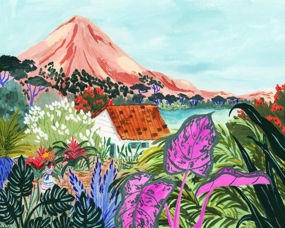 Vibrant Tropical Mountain Home by Sarah Gesek — canvas wall art