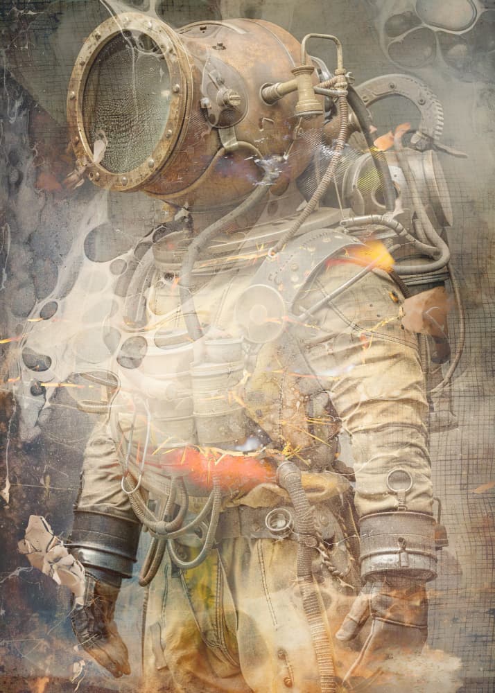 Vintage Deep Sea Diver by Rafal Kulik — canvas wall art