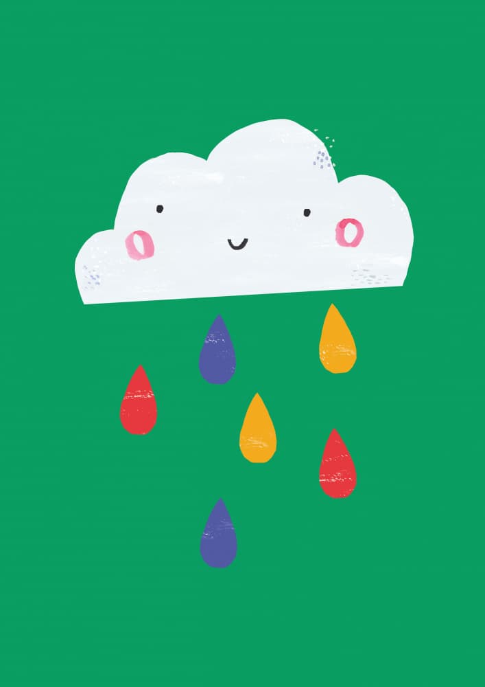 Smiling Cloud Raindrops by Laura Pantony — canvas wall art