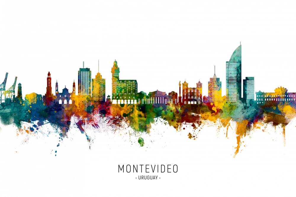 Montevideo Colorful Skyline by Michael Tompsett — canvas wall art