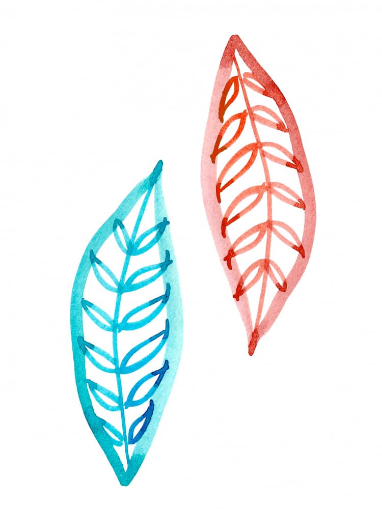 Vibrant Watercolor Leaves by Pecilia Mariano — canvas wall art