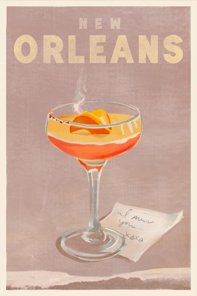 New Orleans Cocktail Travel Poster by The Whiskey Ginger — canvas wall art