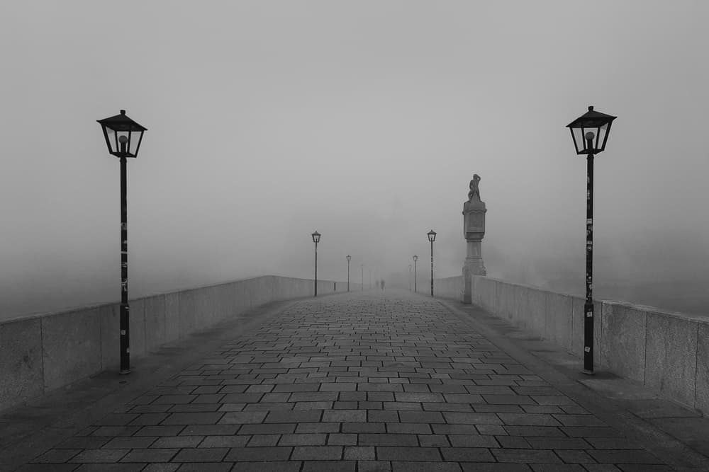 Mysterious Foggy Bridge by Marchevca Bogdan — canvas wall art