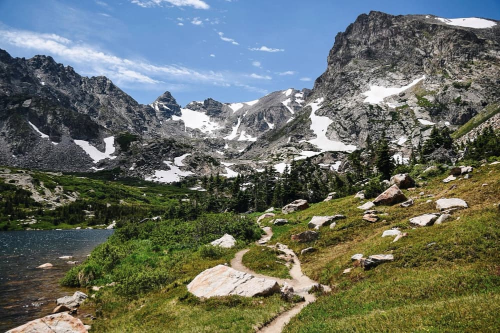 High Alpine Lake Trail by Del Mundo Portraits — canvas wall art