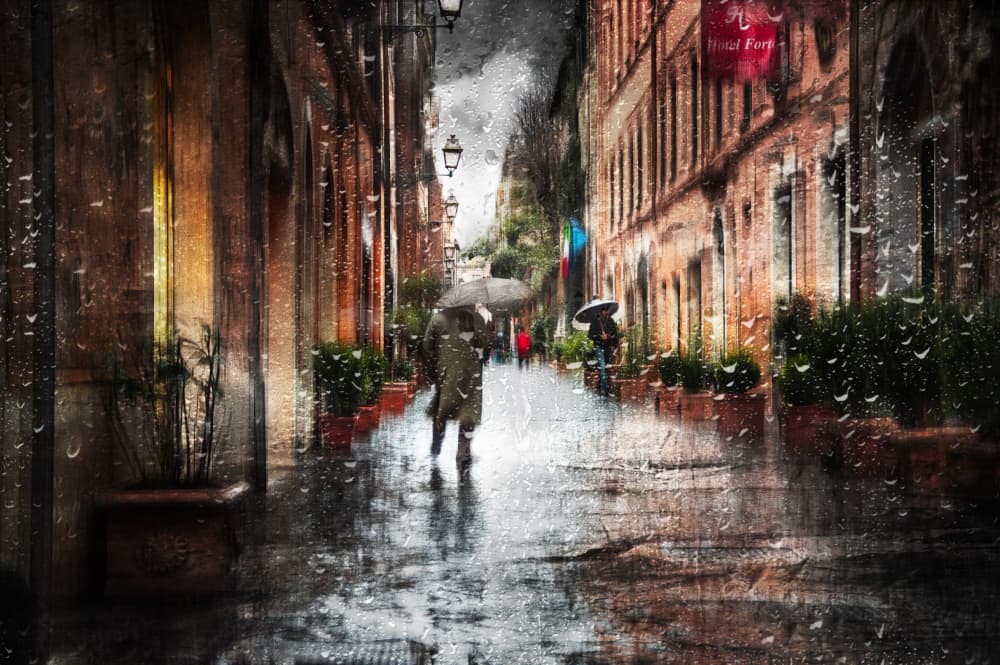 Rainy Street Walk by Nicodemo Quaglia — canvas wall art