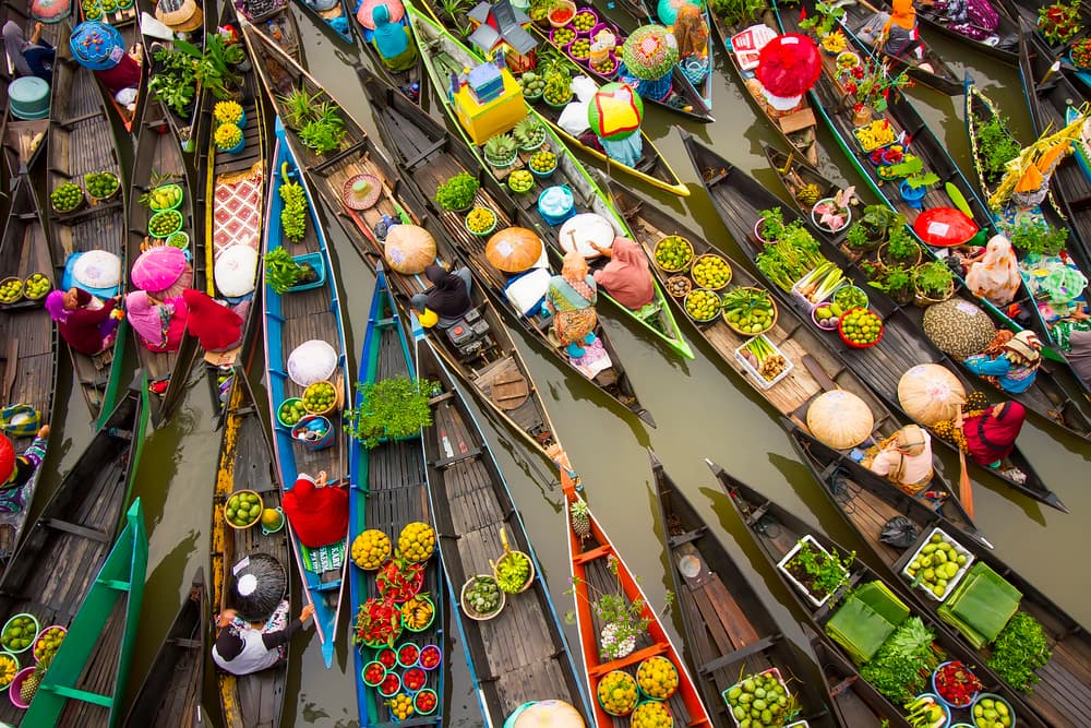Colorful Floating Market by Abdul Gapur Dayak — canvas wall art