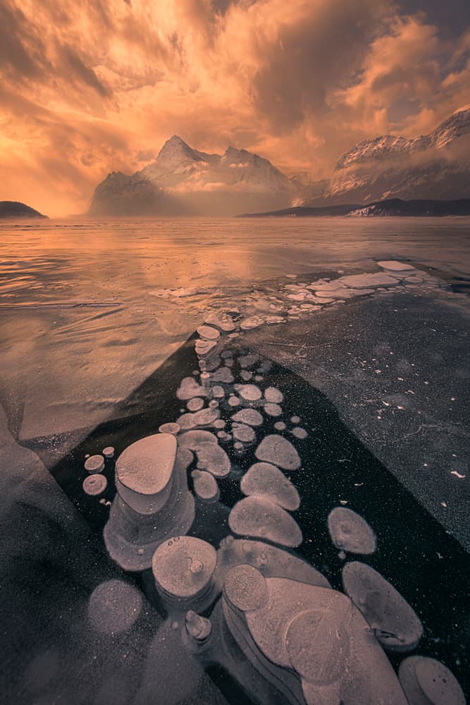 Methane Bubbles Frozen Lake by James S. Chia — canvas wall art