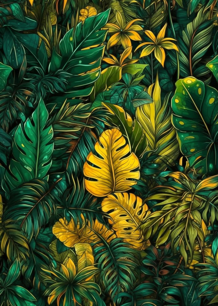 Tropical Green and Gold by Justyna Jaszke — canvas wall art