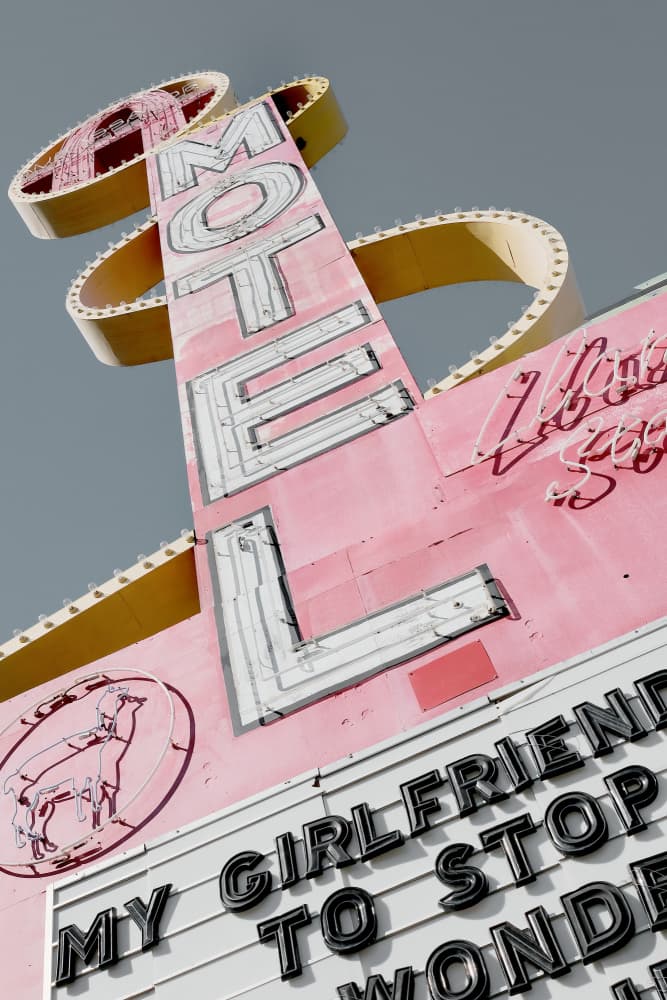 Pink Retro Motel Sign by Pictufy Studio III — canvas wall art
