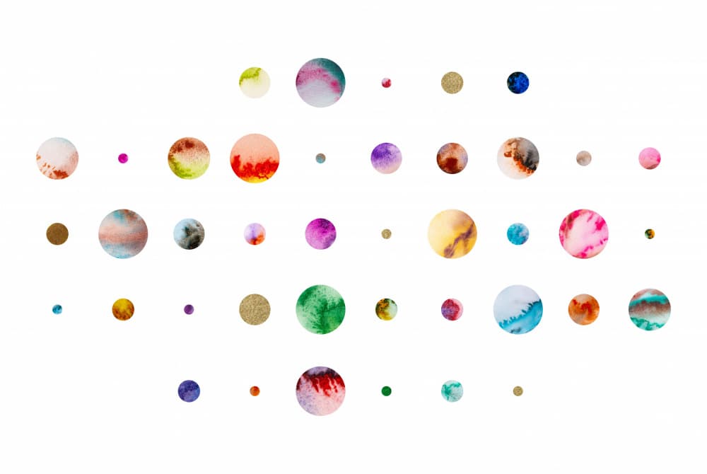 Colorful Watercolor Circles by Fabiana Silveira — canvas wall art