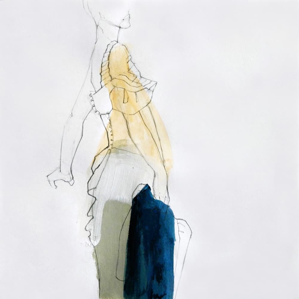 Yellow Top Blue Drape by Doris Schmitz — canvas wall art