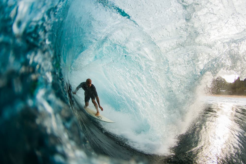 Surfer In A Barrel by Tyler Walker — canvas wall art