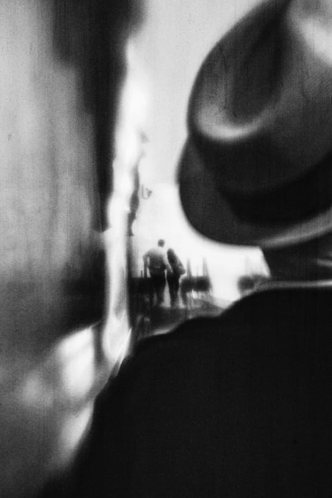 Hat Man Street Scene by Laura Mexia — canvas wall art